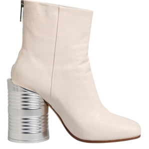 Maison Margiela White Calf Leather Can Heel Boots Shoes