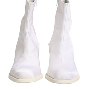 Maison Margiela White Square Heel Zip Ankle Boots Shoes