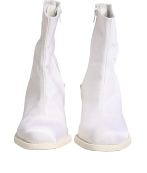 Maison Margiela White Square Heel Zip Ankle Boots Shoes
