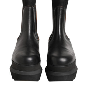 Sacai Black Chelsea Leather Pull On Women Ankle Boots Shoes