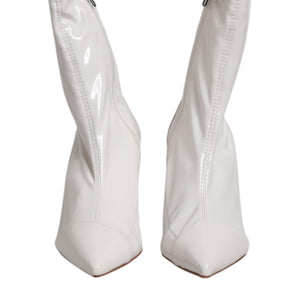 Elisabetta Franchi White Stiletto Heels Mid Calf Boots Shoes