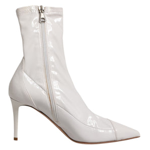 Elisabetta Franchi White Stiletto Heels Mid Calf Boots Shoes