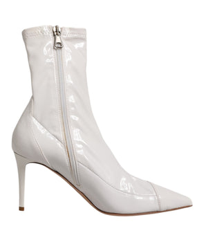 Elisabetta Franchi White Stiletto Heels Mid Calf Boots Shoes