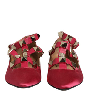 Prosperine Red Gold Studded Pointed Toe Ballet Flats Shoes