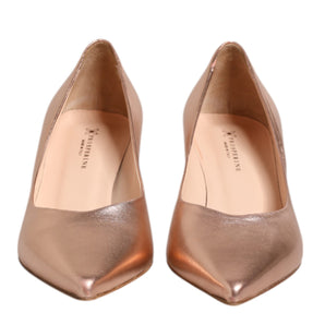 Prosperine Pink Leather Pumps Stiletto Heels Slip On Shoes