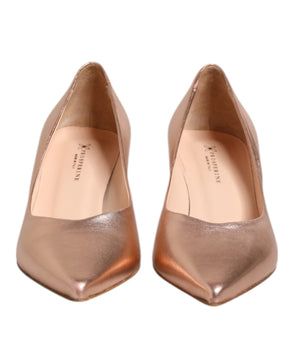 Prosperine Pink Leather Pumps Stiletto Heels Slip On Shoes