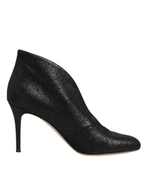 Gianvito Rossi Metallic Black Pump Stiletto Heels Shoes