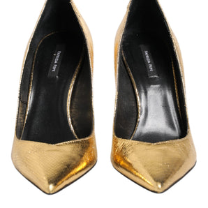 Patrizia Pepe Gold Patent Leather High Heels Pump Shoes