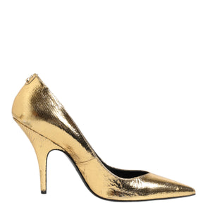 Patrizia Pepe Gold Patent Leather High Heels Pump Shoes