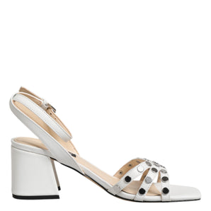 Nine West White Block Heeled Studded Wrap Strap Sandals Shoes