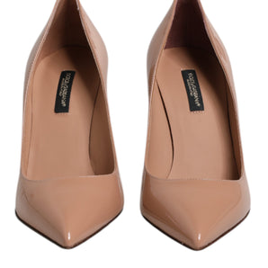 Dolce & Gabbana Beige Patent Leather Stiletto Heel Pump Shoes