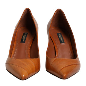 Dolce & Gabbana Brown Leather Stiletto Heel Pumps Shoes