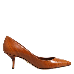 Dolce & Gabbana Brown Leather Stiletto Heel Pumps Shoes