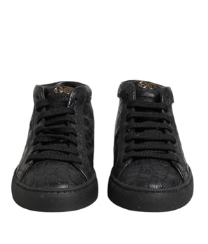 HIDE & JACK Black Leather Lace Up Mid Top Sneakers Shoes