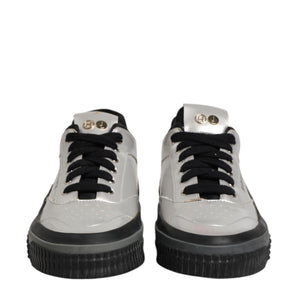 HIDE & JACK Silver Leather Lace Up Low Top Sneakers Shoes