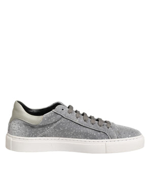 HIDE & JACK Gray Suede Low Top Lace Up Sneakers Shoes