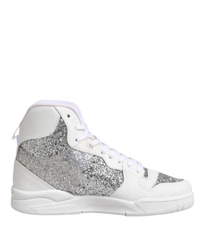 Chiara Ferragni White Silver High Top Women Sneakers Shoes