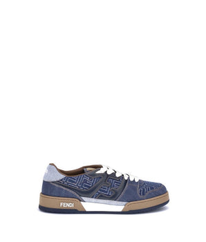 Fendi Blue Cotton Low Top Sneakers