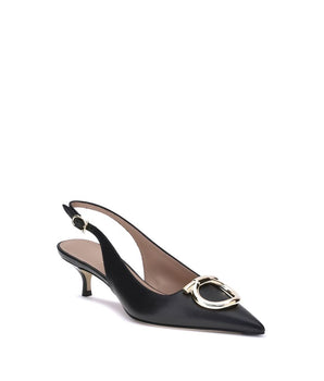 Ferragamo Black Calf Leather Bos Taurus High Heel Pumps