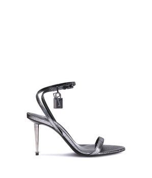 Tom Ford Silver Calf Leather Bos Taurus Stiletto Heel Sandals