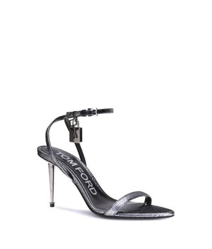 Tom Ford Silver Calf Leather Bos Taurus Stiletto Heel Sandals