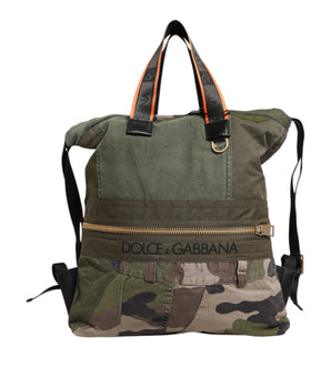 Dolce &amp; Gabbana Military Green Patchwork Rucksack Bag
