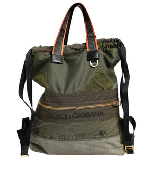 Dolce &amp; Gabbana Military Green Patchwork Rucksack Bag