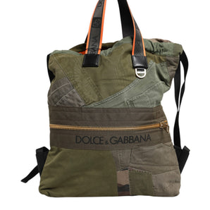 Dolce & Gabbana Military Green Patchwork Rucksack Backpack Bag