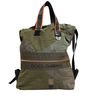 Dolce &amp; Gabbana Military Green Patchwork Rucksack Bag