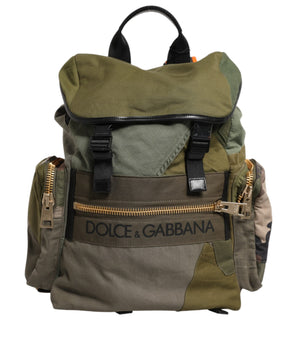 Dolce &amp; Gabbana Military Green Patchwork Rucksack Bag