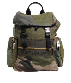 Dolce &amp; Gabbana Military Green Patchwork Rucksack Bag