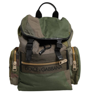 Dolce &amp; Gabbana Military Green Patchwork Rucksack Bag