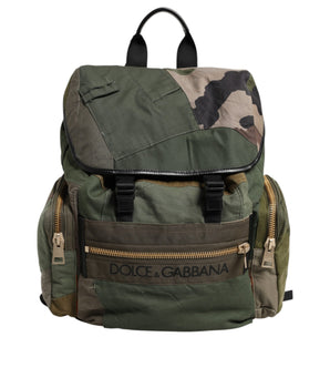 Dolce &amp; Gabbana Military Green Patchwork Rucksack Bag