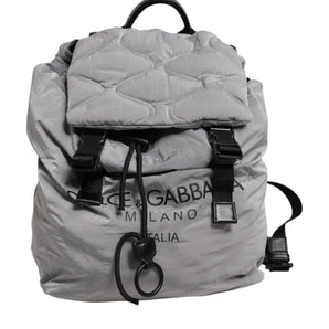 Dolce & Gabbana Gray Milano Print Drawstring Travel Backpack Bag