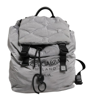 Dolce &amp; Gabbana Gray Milano Print Drawstring Travel Backpack Bag