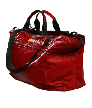 Dolce & Gabbana Red Nylon Hand Shoulder Duffel Travel Bag
