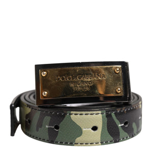Dolce & Gabbana Multicolor Camouflage Metal Logo Buckle Belt