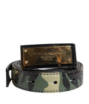 Dolce &amp; Gabbana Multicolor Camouflage Metal Logo Buckle Belt