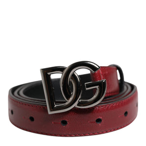 Dolce & Gabbana Red Classic Metal DG Logo Buckle Belt
