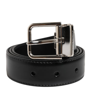 Dolce & Gabbana Black Classic Leather Metal Buckle Belt