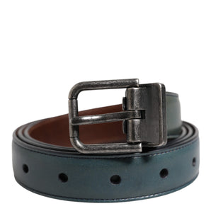 Dolce & Gabbana Green Classic Leather Metal Logo Buckle Belt