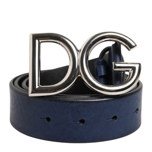 Dolce & Gabbana Blue Classic Silver Metal DG Logo Buckle Belt