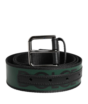 Dolce &amp; Gabbana Green Black Polyester DG Logo Buckle Belt