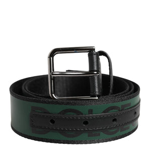 Dolce & Gabbana Green Black Polyester DG Logo Buckle Belt