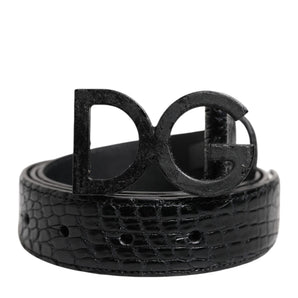 Dolce & Gabbana Black Leather Classic Metal DG Buckle Belt