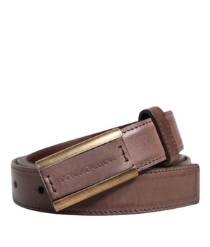 Dolce &amp; Gabbana Brown Calf Leather Antique Buckle Belt