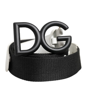Dolce & Gabbana Black White Metal DG Logo Buckle Belt