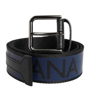 Dolce & Gabbana Blue Black Polyester Metal Buckle Belt