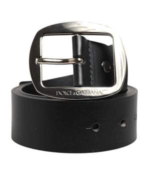 Dolce &amp; Gabbana Black Leather Classic Metal Buckle Belt