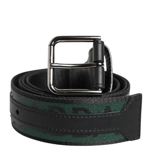 Dolce & Gabbana Green Black Polyester DG Logo Buckle Belt